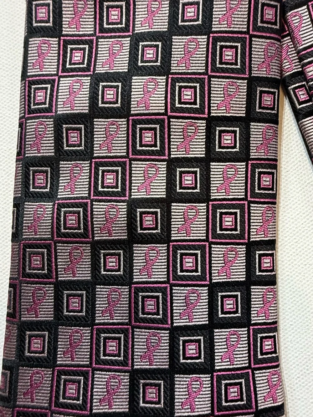 Diane Katzman Real Men Wear Pink Silk Breast Cancer Ribbon Necktie